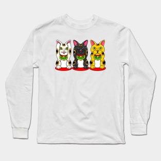 Maneki Neko - Hear See Speak No Evil Long Sleeve T-Shirt